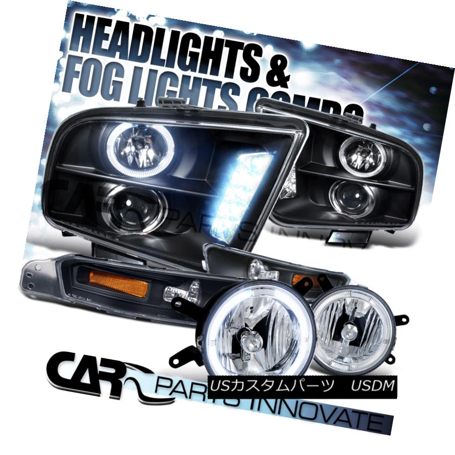 ヘッドライト 05-09 Ford Mustang Black Halo Projector Headlights+Bumper Lights+Clear Fog Lamps 05-09フォードマスタングブラックハロープロジェクターヘッドライト+ブーム 、ライトごと+クリアフォグランプ