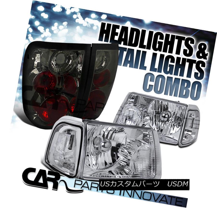 ヘッドライト 01-05 Ranger Chrome Crystal Headlights+Clear Corner Signal Lamp+Smoke Tail Light 01-05レンジャークロームクリスタルヘッドライト+ Cle arコーナーランプ+スモークテールライト