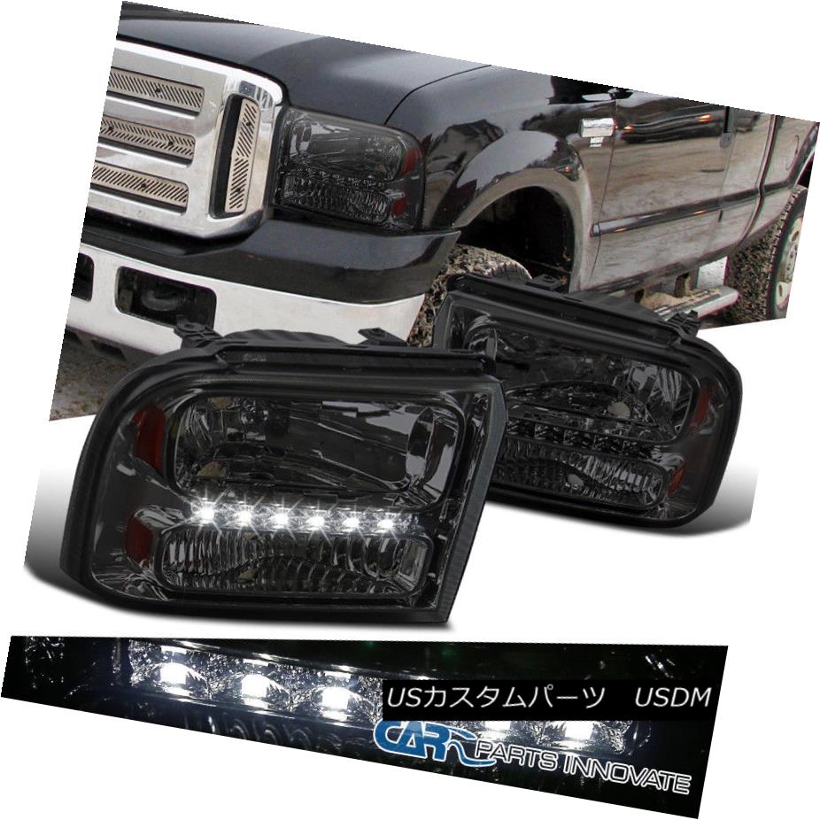 ヘッドライト Ford 05-07 F250/F350/F450/F550 05 Excursion Smoke Lens LED Headlights w/ Amber Ford 05-07 F250 / F350 / F450 / F550 05エクスカーション煙ランプLEDヘッドライト（オレンジ色）