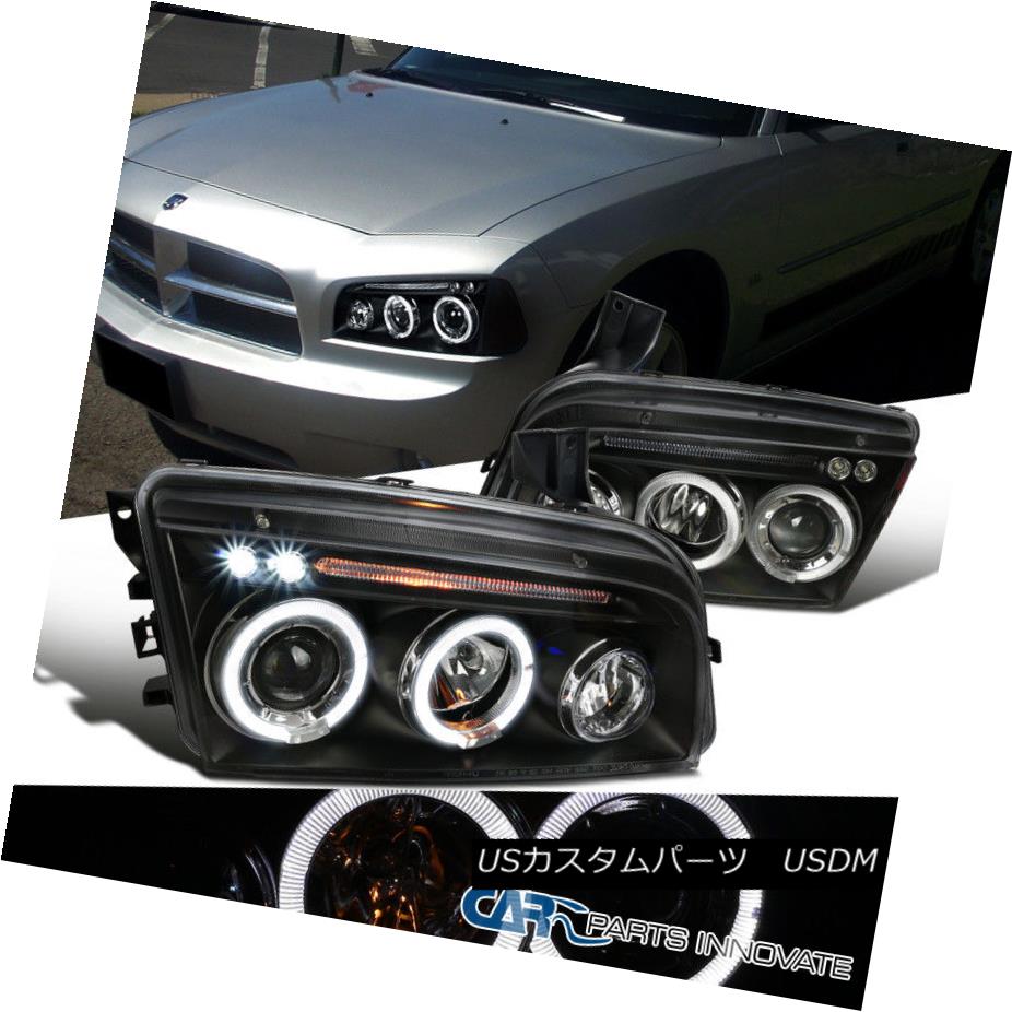 ヘッドライト Dodge 06-10 Charger LED Halo Projector Headlights Lamp Black ドッジ06-10チャージャーLEDハロープロジェクターヘッドライトランプブラック