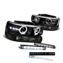 ヘッドライト 00-06 Suburban 99-02 Silverado Halo Projector Headlights+Bumper Lamps+6-LED Fog 00-06郊外99-02 Silverado Haloプロジェクター・ヘッドライト+バーン 、ランプ+ 6-LEDフォグ(2)