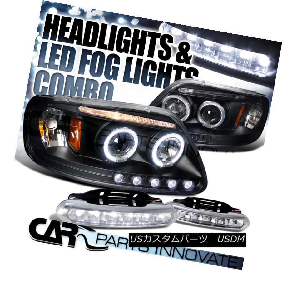 97-03 FORD F-150//97-02 EXPEDITION PICKUP HALO LED PROJECTOR HEADLIGHT LAMP BLACK