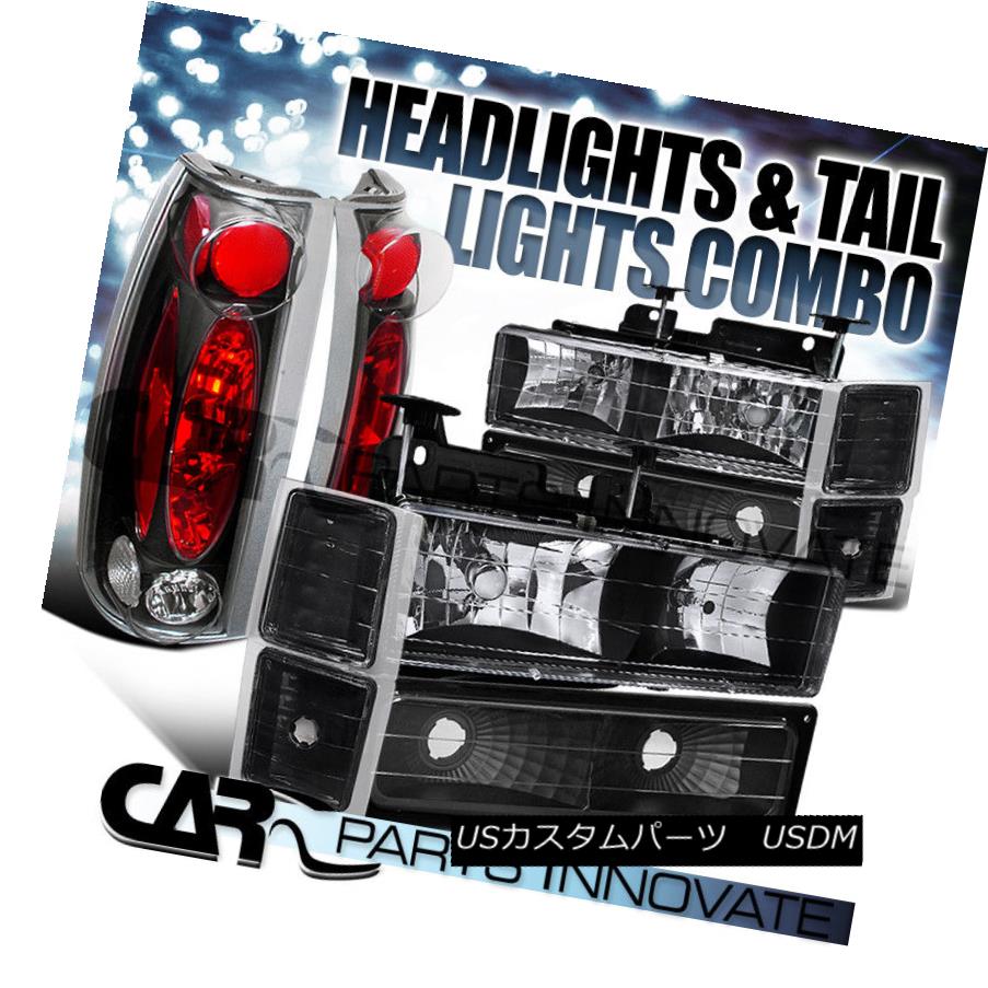 ヘッドライト 94-98 Chevy C10 C/K 1500 2500 Black Headlights+Bumper Corner+Black Tail Lamp 94-98シボレーC10 C / K 1500 2500ブラックヘッドライト+ブール コーナー+ブラックテールランプ