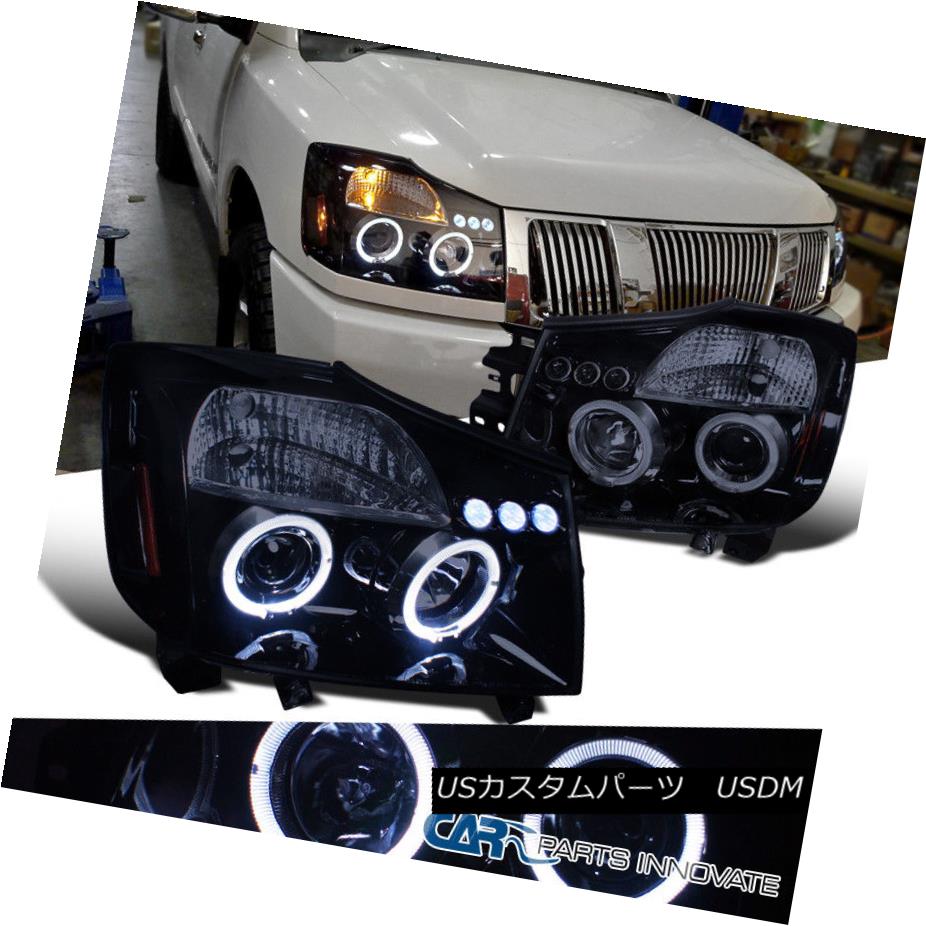 ヘッドライト Glossy Piano Black For Nissan 04-15 Titan Armada Tinted LED Projector Headlights 日産用の光沢のあるピアノブラック04-15タイタンアルマダ、LEDプロジェクターヘッドライトを着色