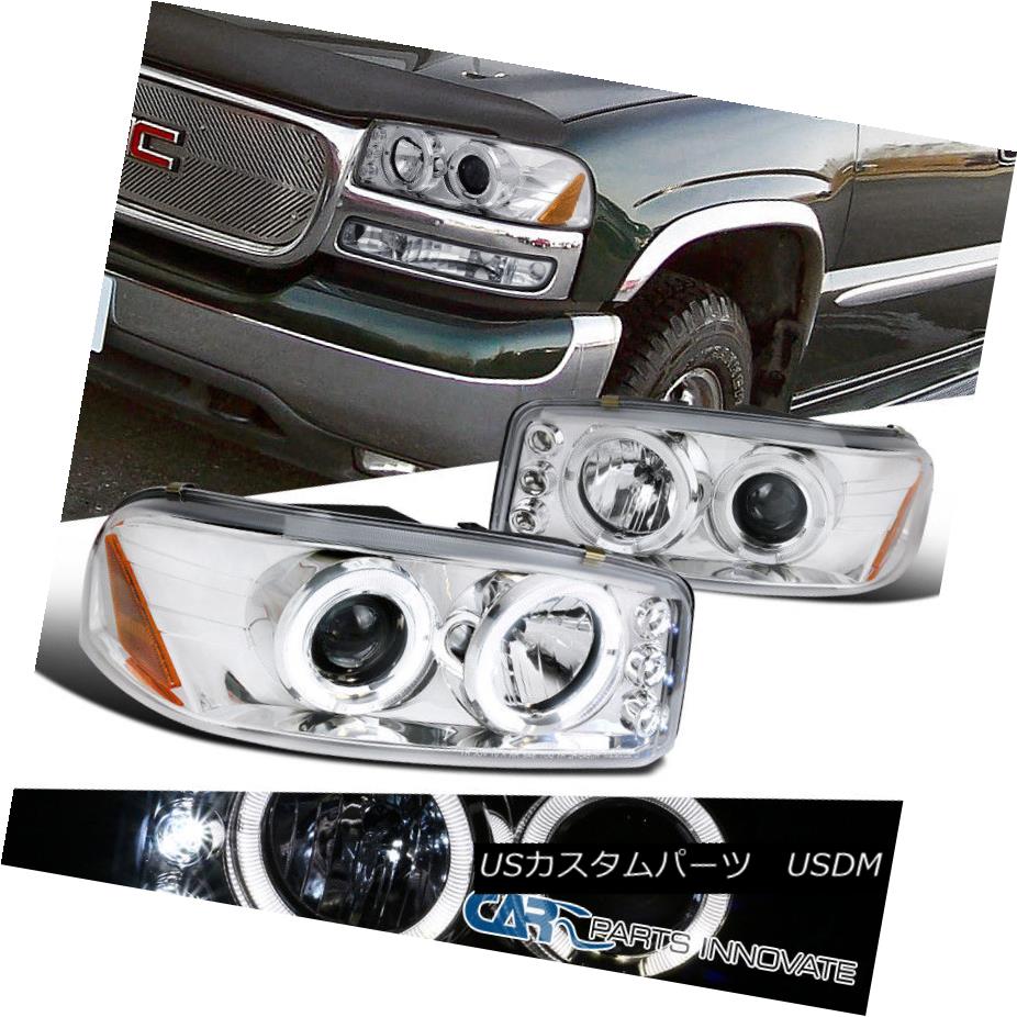 ヘッドライト GMC 00-06 Sierra Yukon Denali XL LED Clear Halo Projector Headlights Head Lamps GMC 00-06シエラユーコンデナリXL LEDクリアハロープロジェクターヘッドライトヘッドランプ