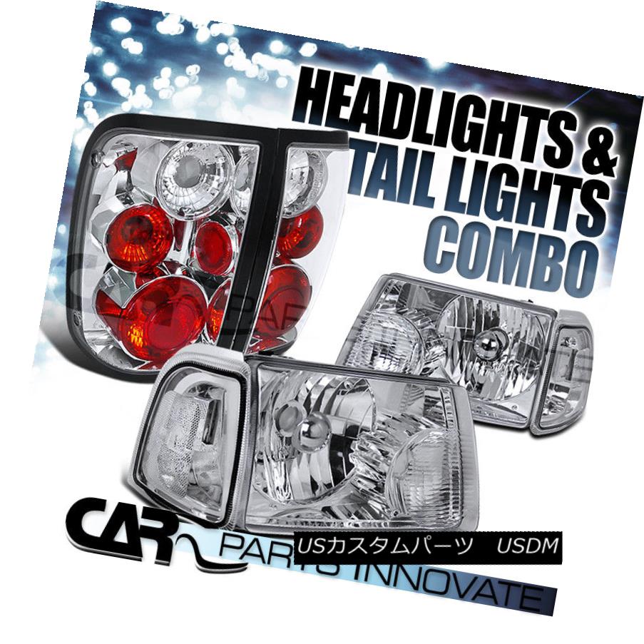 ヘッドライト 01-05 Ranger Chrome Crystal Headlights+Clear Corner Signal Lamp+Tail Light 01-05レンジャークロームクリスタルヘッドライト+ Cle arコーナー信号ランプ+テールライト