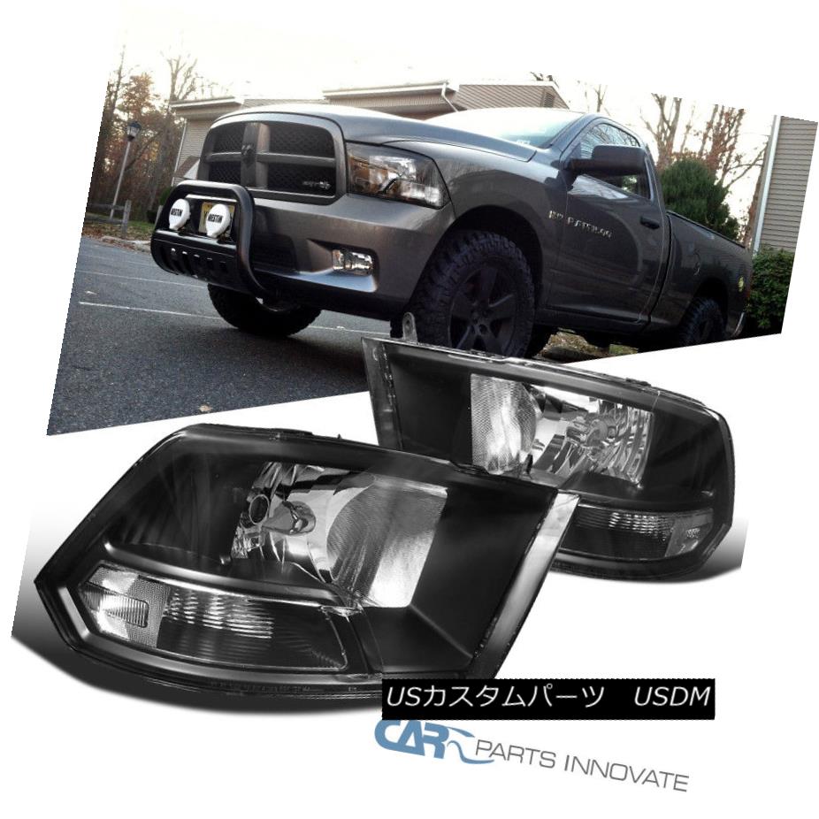ヘッドライト 2009-2017 Dodge Ram 1500 2500 3500 Replacement Black Headlights Front Lamps Pair 2009-2017 Dodge Ram 1500 2500 3500交換用ブラックヘッドライトフロントランプペア
