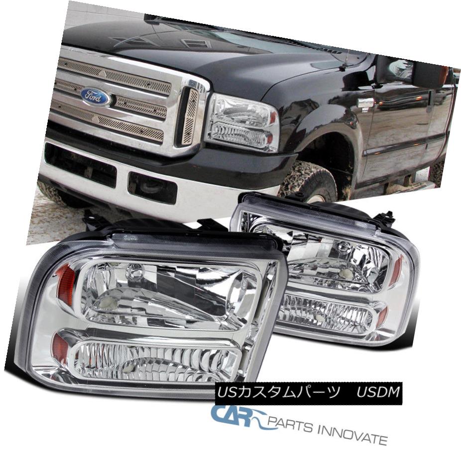 ヘッドライト Ford 05-07 F250/F350/F450/F550 SuperDuty 05 Excursion Chrome Clear Headlights フォード05-07 F250 / F350 / F450 / F550 SuperDuty 05エクスカーションクロームクリアヘッドライト