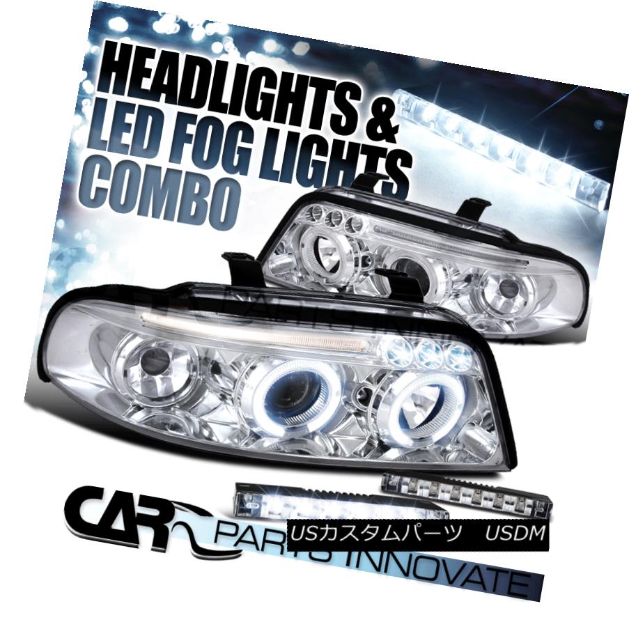 ヘッドライト For Audi 99-01 A4 Clear Dual LED Halo Projector Headlights+Slim 6-LED Fog Lamps Audi 99-01 A4クリア用デュアルLEDハロープロジェクターヘッドライト+スリム m 6-LEDフォグランプ