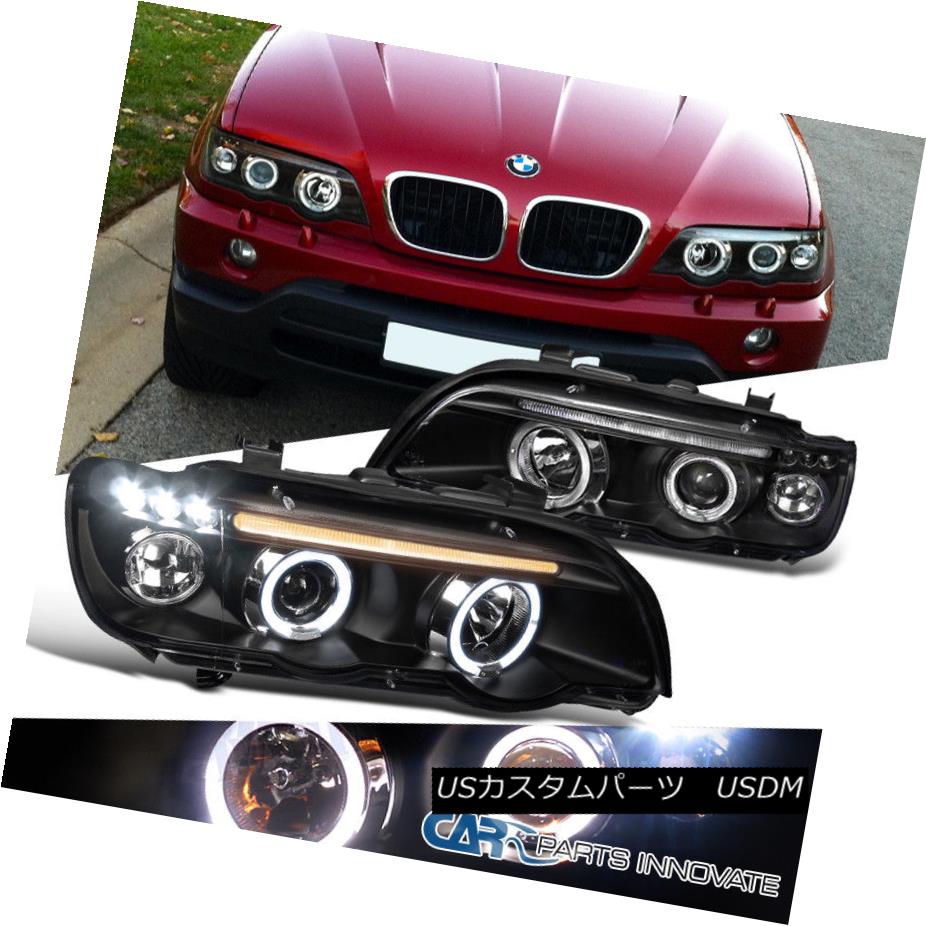 ヘッドライト 01-03 BMW E53 X5 Replacement Dual Halo LED Black Projector Headlights Head Lamps 01-03 BMW E53 X5交換用デュアルヘリオLEDブラックプロジェクターヘッドライトヘッドランプ