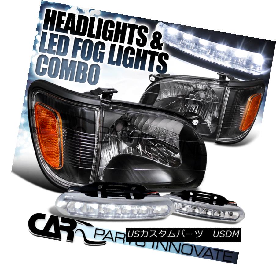 ヘッドライト For 01-04 Toyota Tacoma Black Headlights+Amber Corner Signal+6-LED Fog Lamps 01-04トヨタタコマブラックヘッドライト+アンバー コーナー信号+ 6-LEDフォグランプ