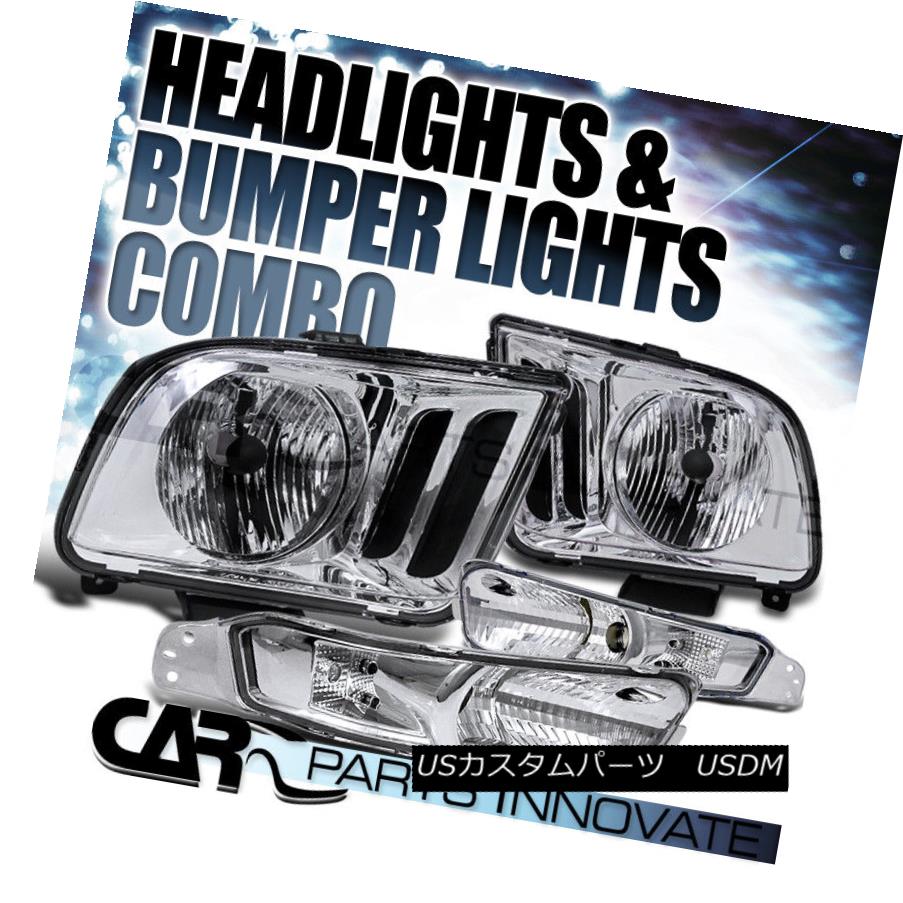ヘッドライト Ford 2005-2009 Mustang GT Chrome Clear Headlights+Bumper Signal Lamps Left+Right Ford 2005-2009 Mustang GTクロームクリアヘッドライト+ Bum 信号ランプごとに左右