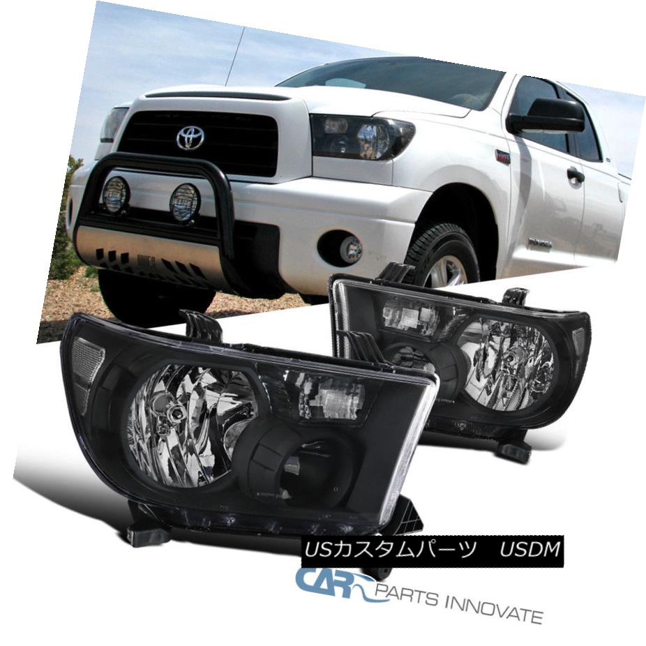ヘッドライト Fit 07-13 Toyota Tundra 08-14 Sequoia Replacement Black Headlights Head Lamps フィット07-13トヨタ・トンドラ08-14セコイア交換用ブラックヘッドライトヘッドランプ