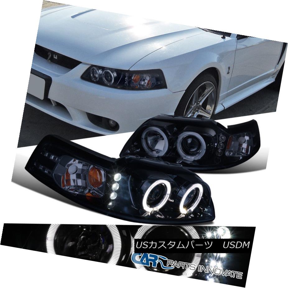 ヘッドライト Glossy Black Ford 99-04 Mustang Replacement Tinted LED Projector Headlights Pair 光沢のあるブラックフォード99-04マスタングの交換着色LEDプロジェクターヘッドライトペア