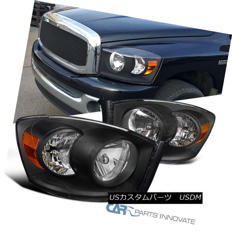 ヘッドライト 06-09 Dodge Ram 1500 2500 3500 Pickup Black Headlights Headlamps Replacement Set 06-09 Dodge Ram 1500 2500 3500ピックアップブラックヘッドライトヘッドランプ交換用セット