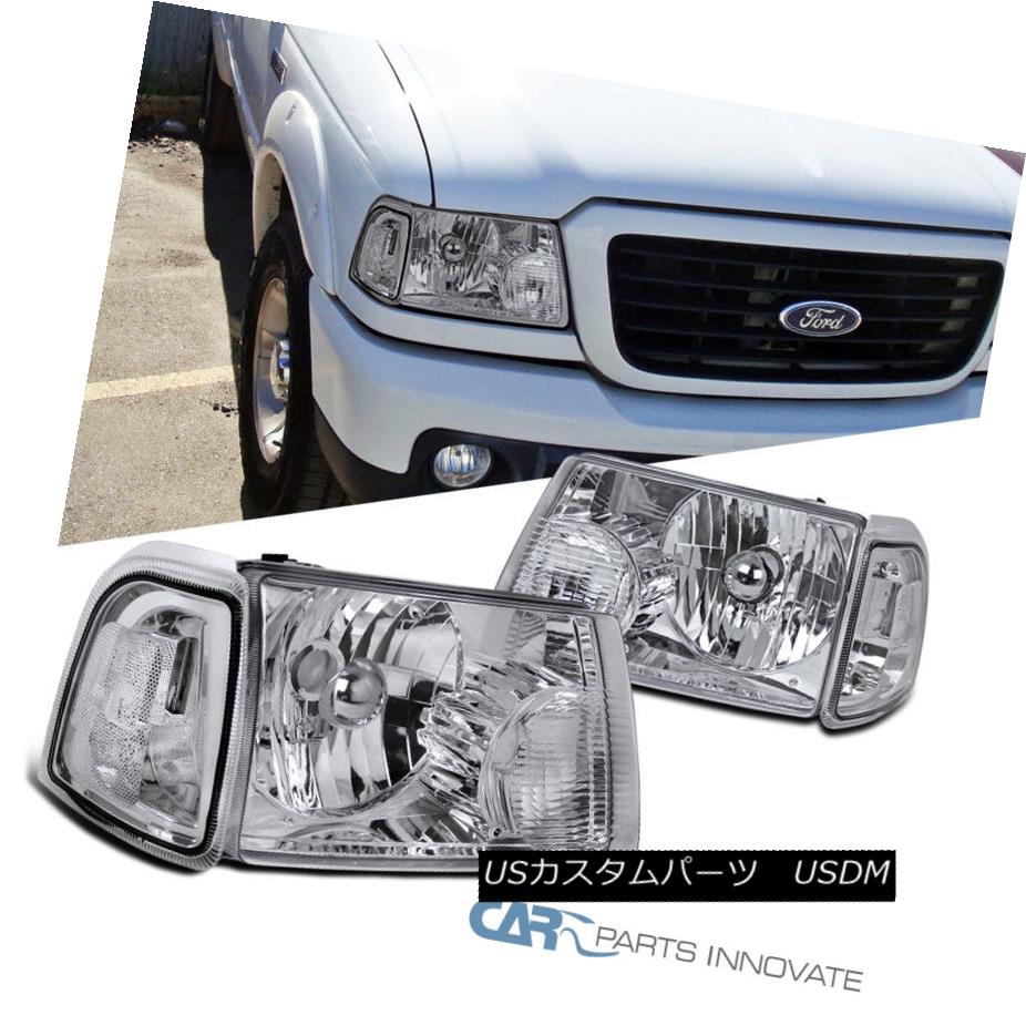 ヘッドライト 01-11 Ford Ranger Pickup Truck Clear Headlight+Corner Signal Lamps Replacement 01-11フォードレンジャーピックアップトラッククリアヘッドライト+トウモロコシ er信号ランプ交換