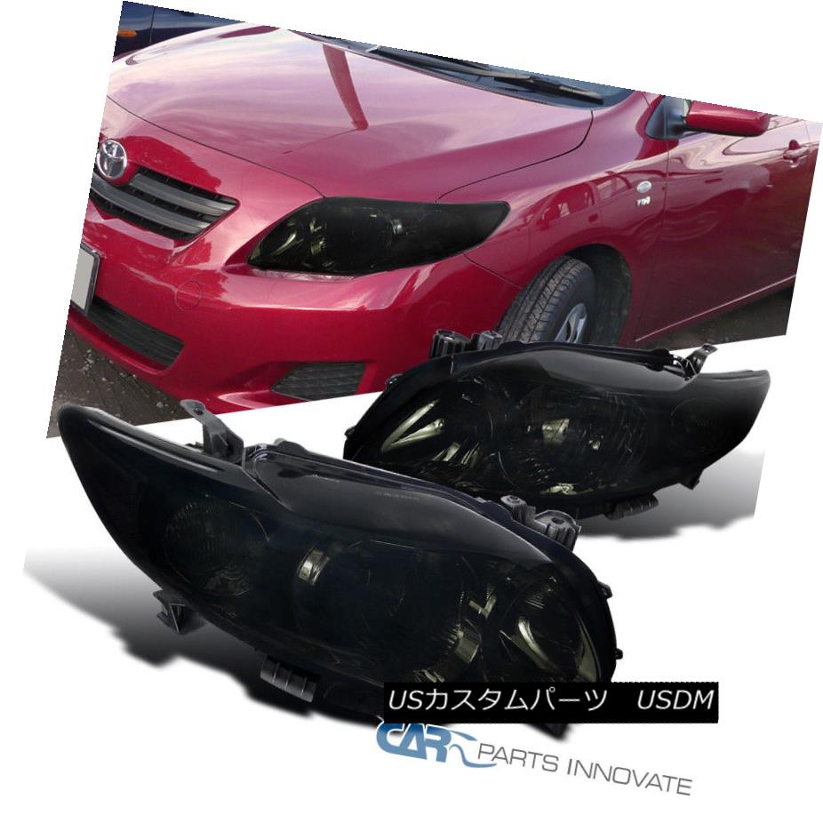 ヘッドライト Fit 09-10 Toyota Corolla LE XLE XRS S Chrome Smoke JDM Headlights Lamps Pair フィット09-10トヨタカローラLE XLE XRS SクロームスモークJDMヘッドランプランプペア