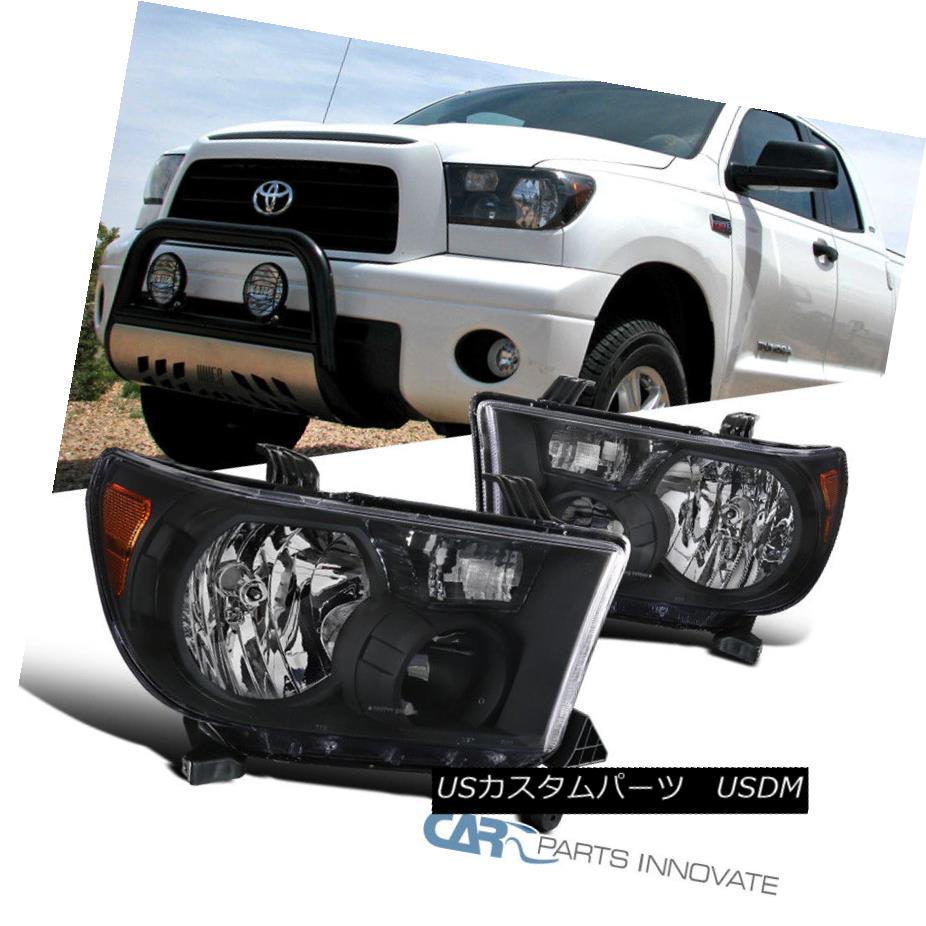 ヘッドライト For 07-13 Toyota Tundra 08-14 Sequoia Replacement Black Headlights Head Lamps 07-13トヨタトンドラ08-14セコイア交換用ブラックヘッドライトヘッドランプ