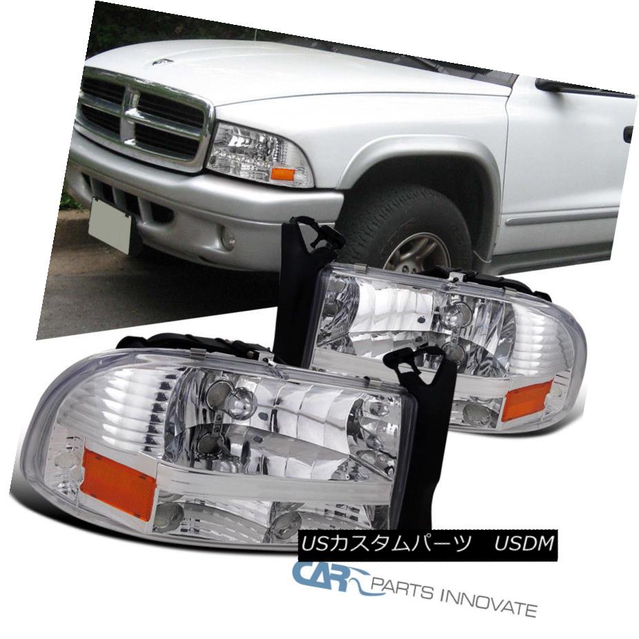 ヘッドライト 1997-2004 Dodge Dakota Durango Chrome Clear 1PC Headlights Head Lamps Left+Right 1997-2004ダッジダコタデュランゴクロームクリア1PCヘッドライトヘッドランプ左+右
