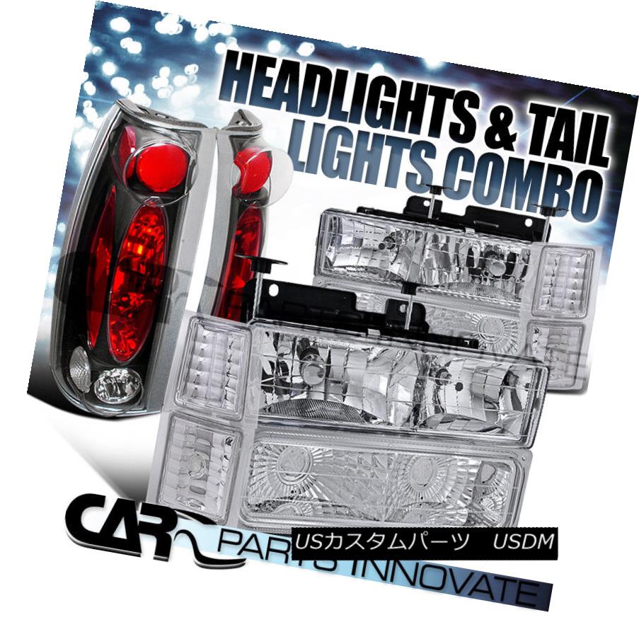 ヘッドライト 94-98 Chevy C10 C/K 1500 2500 Clear Headlights+Bumper Corner+Black Tail Lamp 94-98シェビーC10 C / K 1500 2500クリアヘッドライト+ブール コーナー+ブラックテールランプ