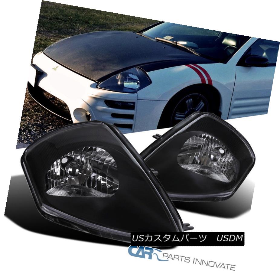 ヘッドライト 2000-2005 Mitsubishi Eclipse Black Headlights Head Lamps Replacement Left+Right 2000-2005三菱エクリプスブラックヘッドライトヘッドランプ交換左+右