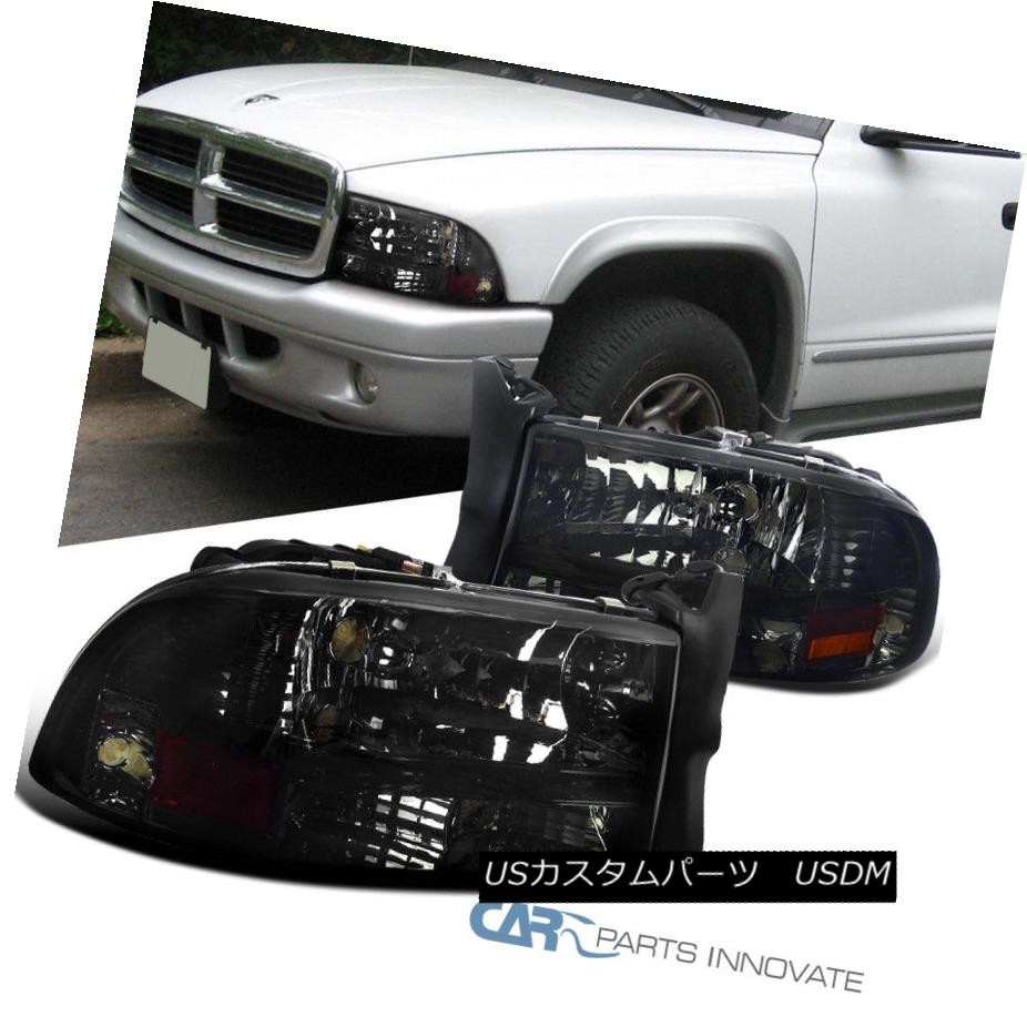 ヘッドライト 97-04 Dodge Dakota Durango Replacement Chrome Smoke 1PC Headlights Lamps Pair 97-04ダッジダコタデュランゴ交換クロームスモーク1PCヘッドライトランプペア