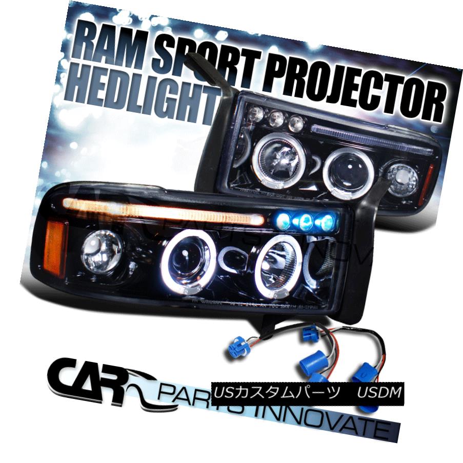 ヘッドライト New!! Glossy Black 1994-2001 Ram 1500 2500 Sport Smoke LED Projector Headlights 新しい！！ Glossy Black 1994-2001 Ram 1500 2500スポーツスモークLEDプロジェクターヘッドライト