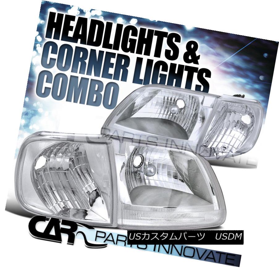 ヘッドライト 1997-2003 Ford F150 1997-2002 Expedition Chrome Clear Headlights+Corner Lamp 1997-2003 Ford F150 1997-2002遠征クロムクリアヘッドライト+ Cor ner Lamp