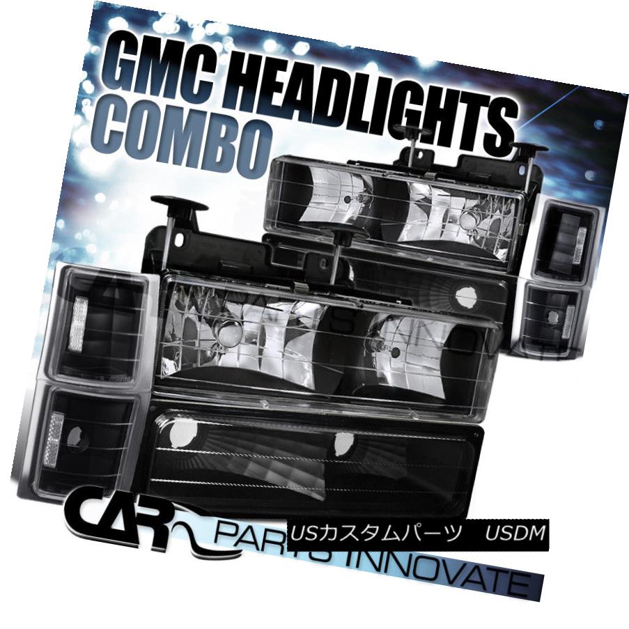 ヘッドライト 94-98 C10 C/K Suburban Sierra Yukon Headlights+Bumper Corner Lamp Black 94-98 C10 C / K郊外のSierra Yukonヘッドライト+ Bum 1コーナーランプあたりブラック