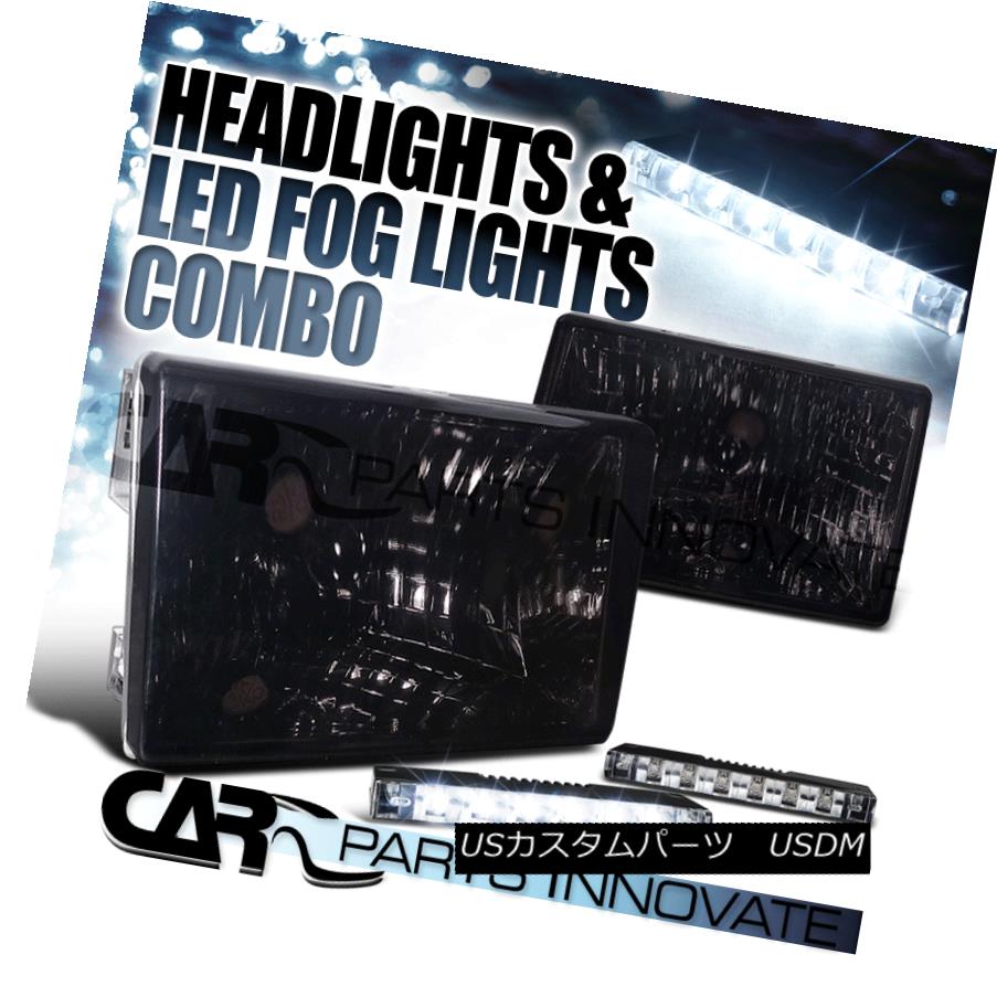 ヘッドライト 93-98 Jeep Grand Cherokee Crystal Smoke Headlights+6-LED Bumper Fog Lamps 93-98ジープグランドチェロキークリスタルスモークヘッドライト+ 6-L EDバンパーフォグランプ