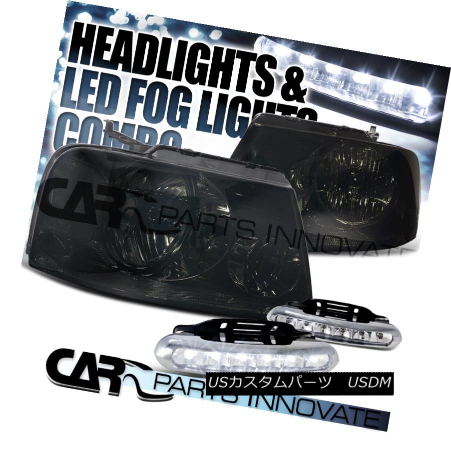 ヘッドライト Ford 04-08 F150 Lincoln 06-08 Mark LT Euro Smoke Headlights+6-LED Fog Lamps フォード04-08 F150リンカーン06-08マーク・ユーロ・スモーク・ヘッドライト+ 6-L EDフォグランプ