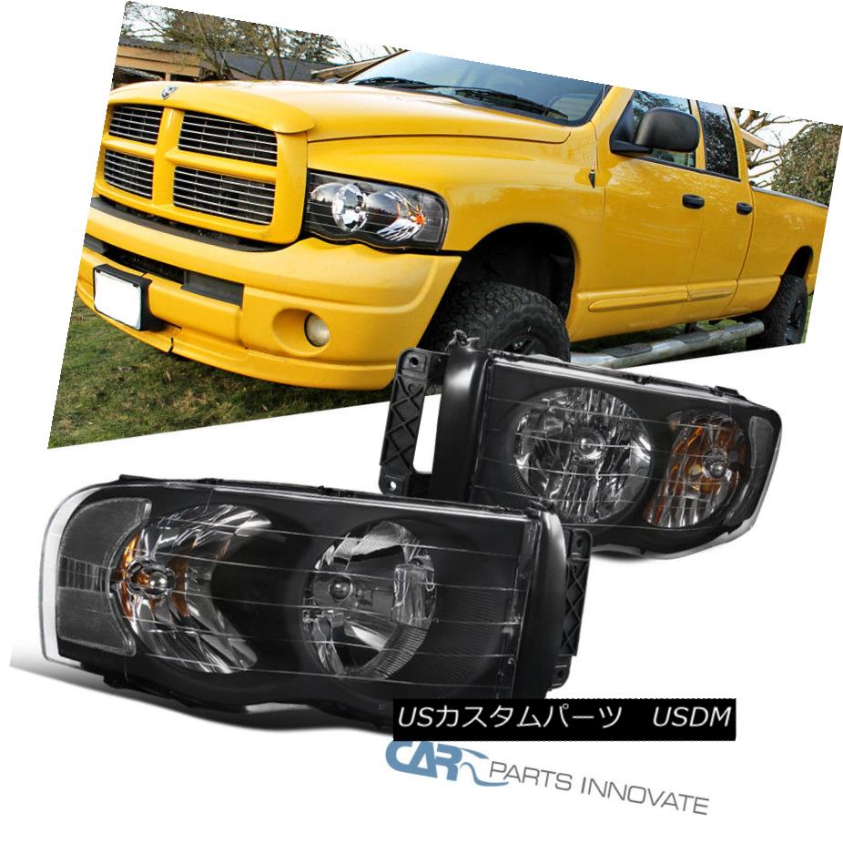 ヘッドライト 02-05 Dodge Ram 1500/2500/3500 Euro Replacement Black Clear Headlights Lamps 02-05 Dodge Ram 1500/2500/3500ユーロ交換用ブラッククリアヘッドライトランプ
