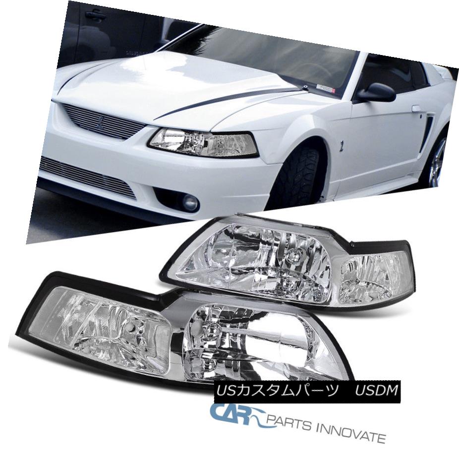 ヘッドライト 99-04 Ford Mustang GT Replacement Clear Headlights Driving Head Lamps Left+Right 99-04 Ford Mustang GT交換用クリアヘッドライトヘッドランプの駆動左+右