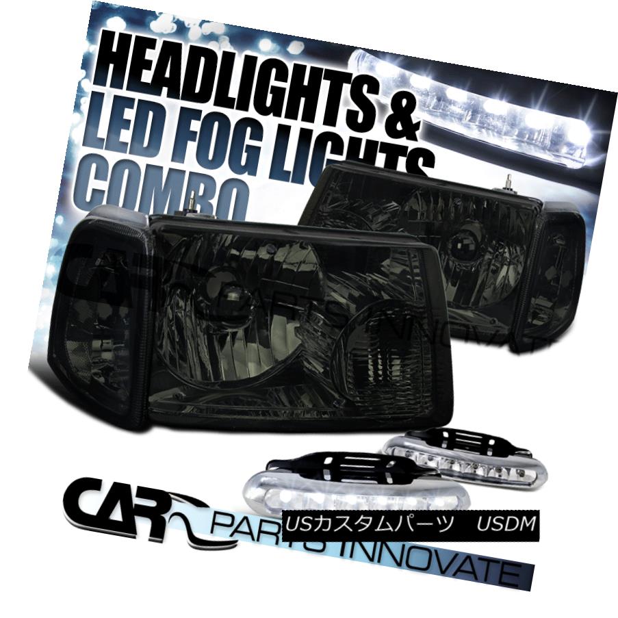 ヘッドライト 01-11 Ranger Smoke Crystal Headlight+Tinted Corner Signal Lamp+6-LED Fog Lamps 01-11レンジャースモーククリスタルヘッドライト+ティント edコーナー信号ランプ+ 6-LEDフォグランプ