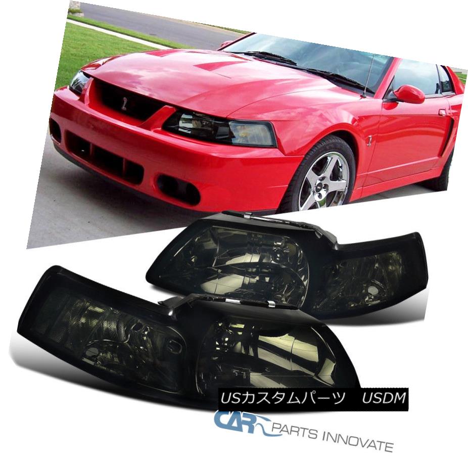 ヘッドライト 99-04 Ford Mustang Replacement Euro Smoke Tinted Headlights Driving Head Lamps 99-04フォードマスタング交換ユーロ煙ヘッドライトヘッドランプの駆動