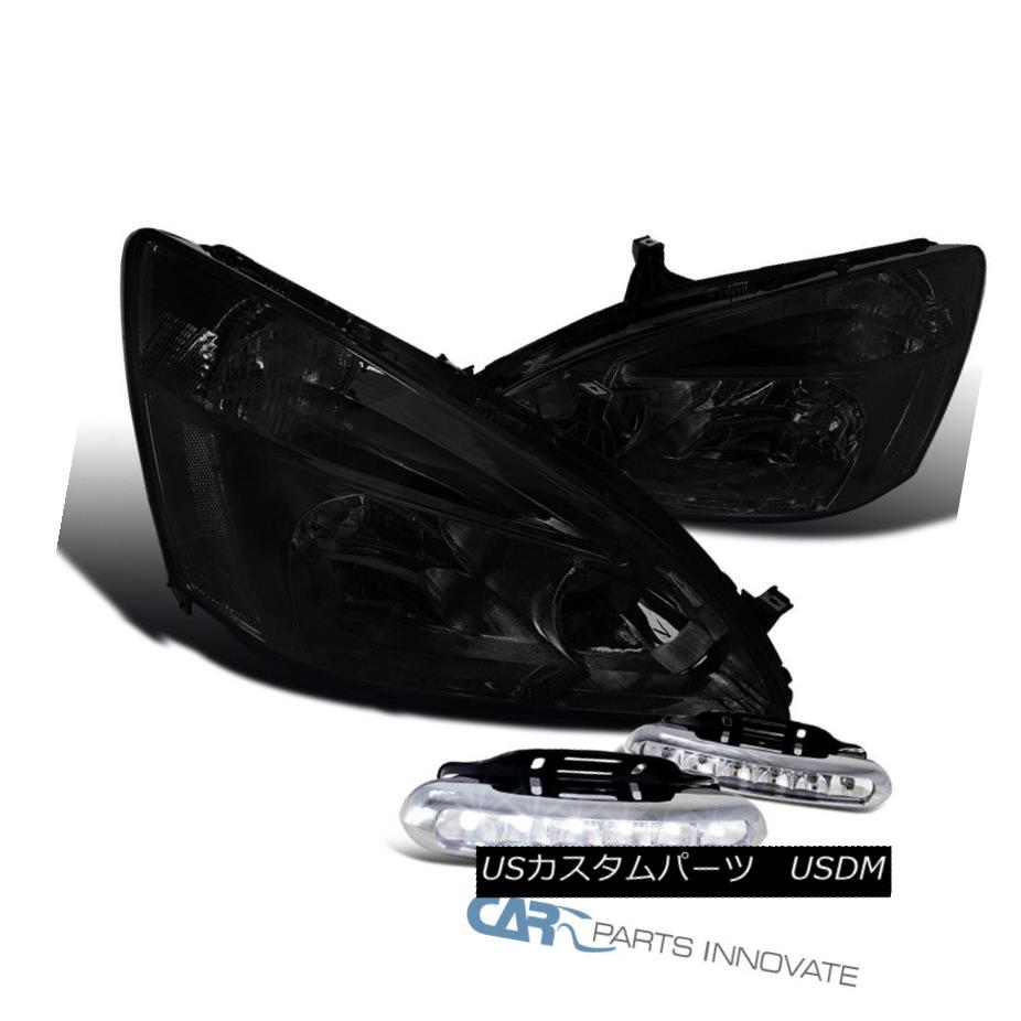 ヘッドライト For 03-07 Honda Accord 2/4Dr JDM Crystal Smoke Headlights+6-LED Bumper Fog Lamps 03-07ホンダアコード2 / 4Dr JDMクリスタルスモークヘッドライト+ 6-L EDバンパーフォグランプ