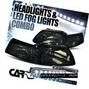 ヘッドライト 1999-2004 Ford Mustang Euro Smoke Tinted Head Lights+8-LED Fog Lamps 1999-2004フォードマスタングユーロスモークヘッドライト+ 8-LEDフォグランプ(2)