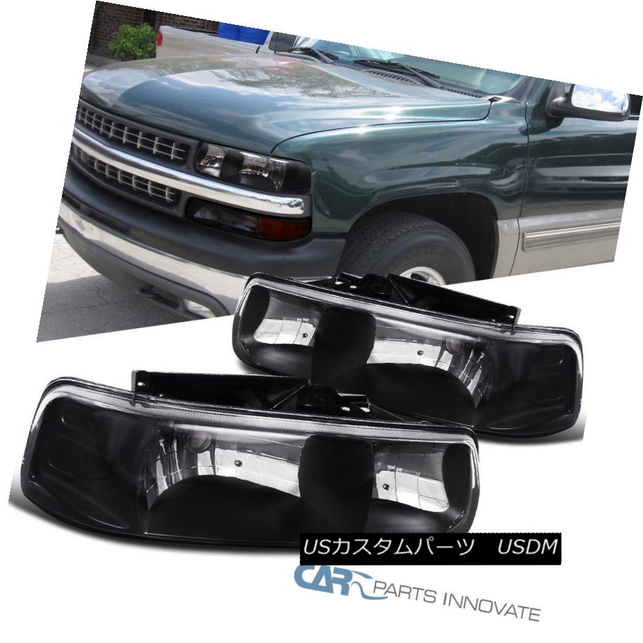 ヘッドライト Chevy 00-06 Suburban Tahoe 99-02 Silverado Pickup Black Headlights Driving Lamps シボレー00-06郊外のタホ99-02シルバラードピックアップブラックヘッドライトドライビングランプ
