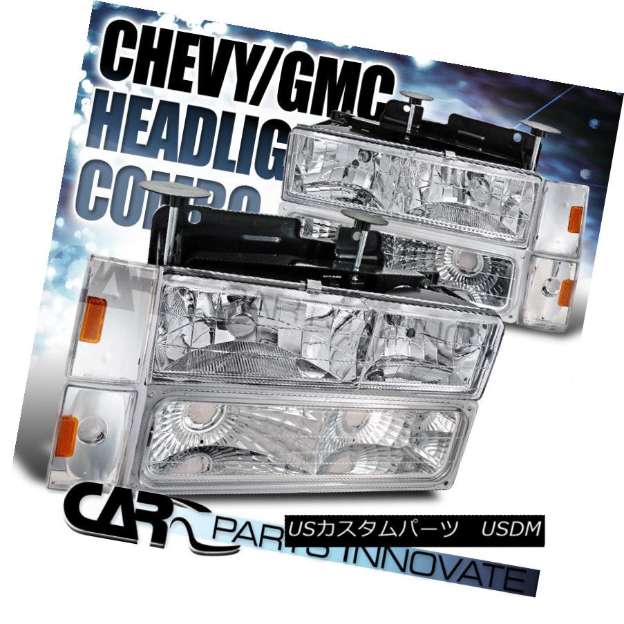 ヘッドライト 1988-1993 C10 C/K Suburban Yukon Blazer Headlights+Bumper Corner Lamp Chrome 1988-1993 C10 C / K郊外のYukon Blazerヘッドライト+ Bum