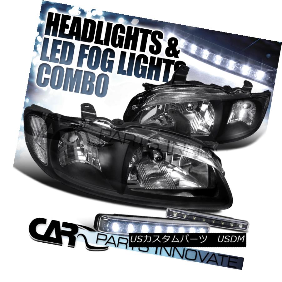 ヘッドライト For 00-03 Nissan Sentra 4Dr SE XE Crystal Black Headlight+8-LED Bumper Fog Lamps 00-03 Nissan Sentra 4Dr SE XEクリスタルブラックヘッドライト+ 8-LE Dバンパーフォグランプ