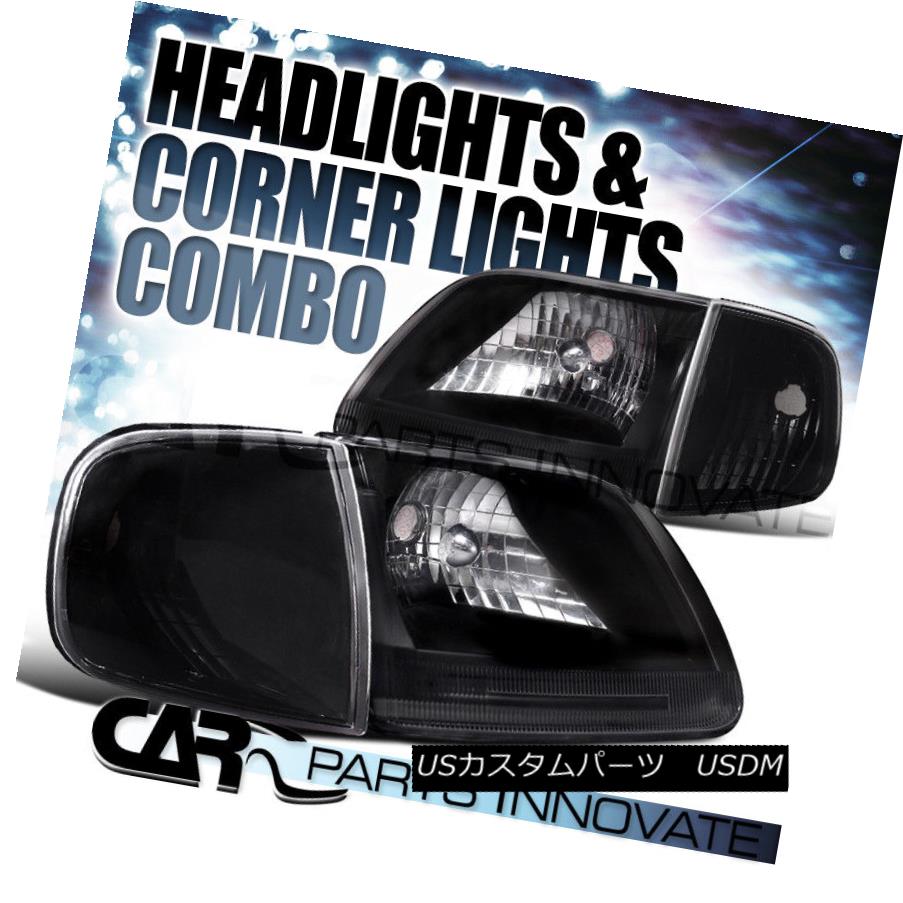 ヘッドライト Ford 97-03 F150 Expedition Crystal Black Headlights+Corner Signal Lamps フォード97-03 F150遠征クリスタルブラックヘッドライト+ Cor ner信号ランプ