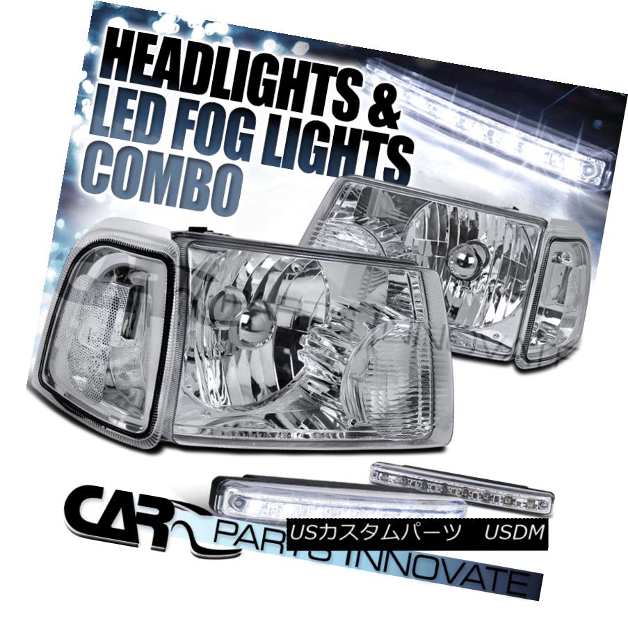 ヘッドライト 01-11 Ranger Chrome Crystal Headlight+Clear Corner Signal Lamp+8-LED Fog Lamps 01-11レンジャークロームクリスタルヘッドライト+クリーア rコーナー信号ランプ+ 8-LEDフォグランプ