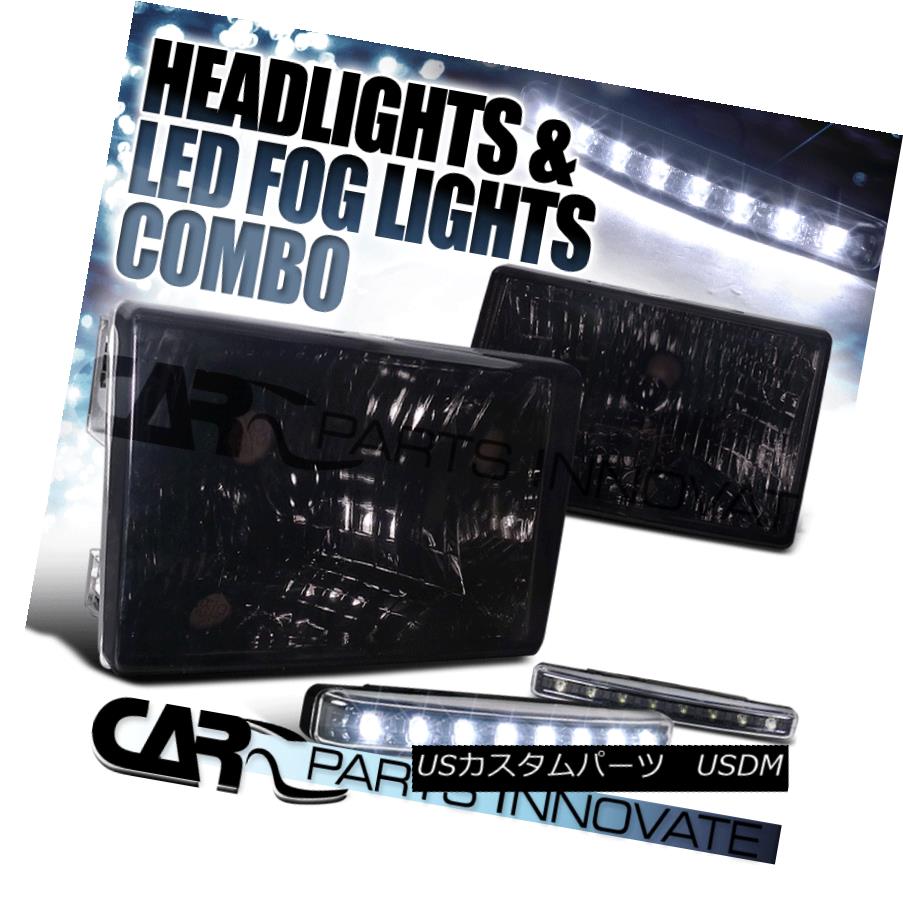 ヘッドライト 1993-1998 Jeep Grand Cherokee Euro Smoke Head Lights+8-LED Fog Lamps 1993-1998ジープ・グランド・チェロキー・ユーロ・スモーク・ヘッドライト+ 8-LEDフォグランプ
