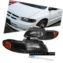 ヘッドライト 1996-2000 Caravan Town & Country Voyager Replacement Black Amber Euro Headlights 1996-2000 Caravan Town& カントリーヴォイジャー交換黒琥珀ユーロヘッドライト(2)