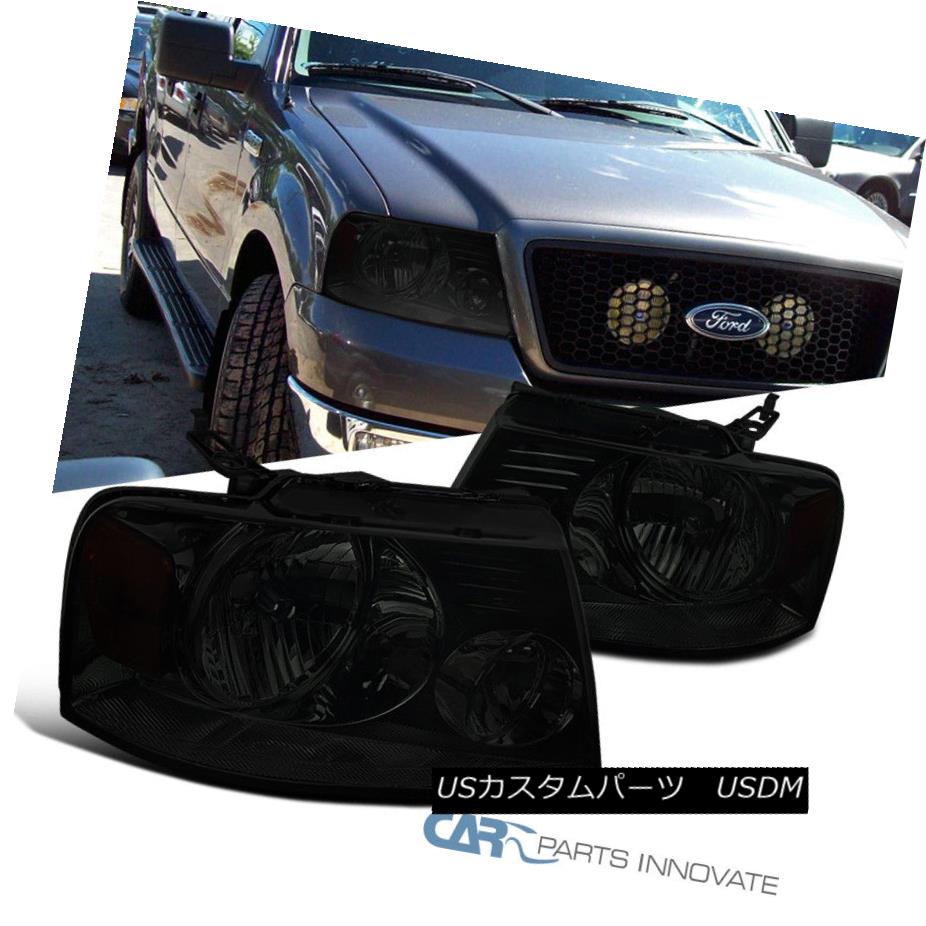 ヘッドライト Ford 04-08 F150 Lincoln 06-08 Mark LT Replacement Smoke Headlights Lamps Chrome フォード04-08 F150リンカーン06-08マークLT交換煙ヘッドライトランプクローム