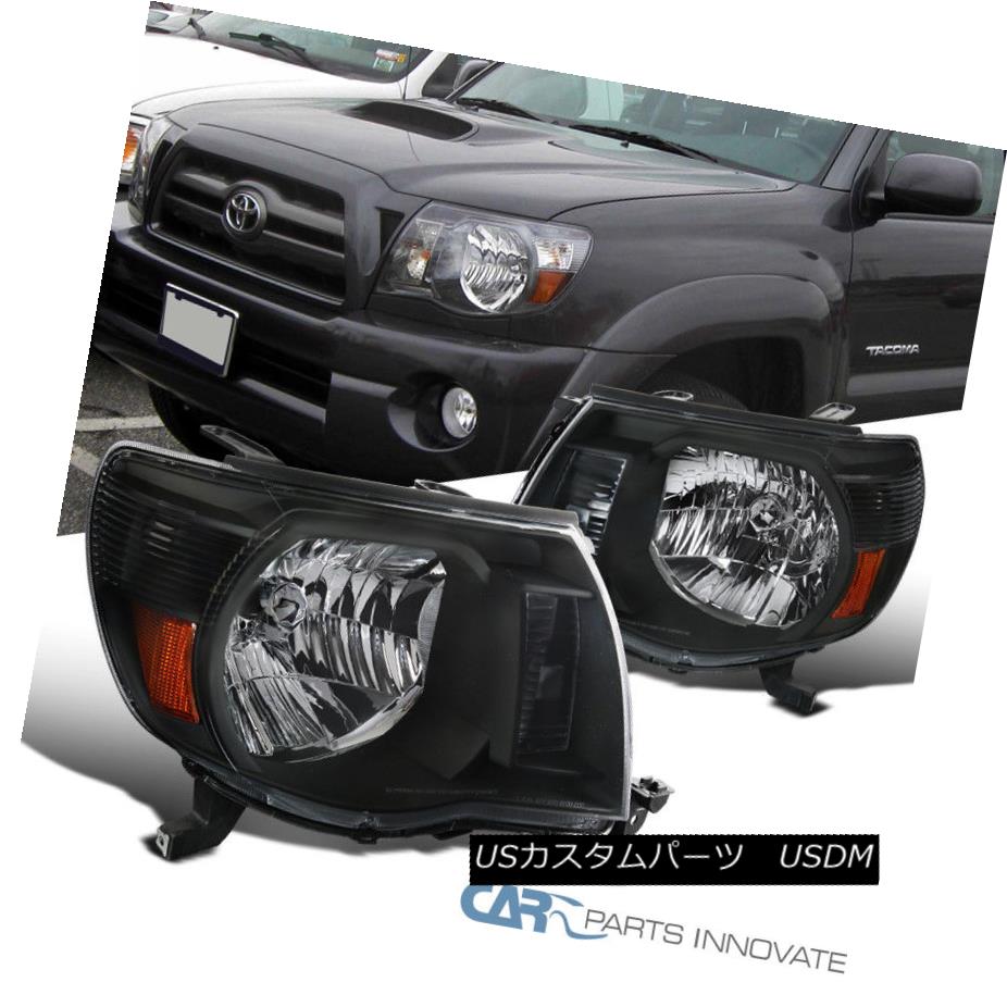 ヘッドライト Fit 05-11 Toyota Tacoma Replacement Black Headlights Lamps Pickup Left+Right フィット05-11トヨタタコマ交換黒ヘッドランプランプピックアップ左+右