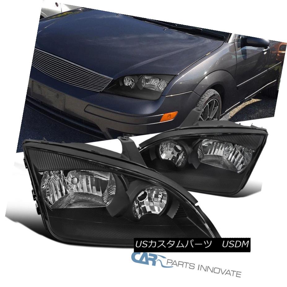 ヘッドライト 2005-2007 Ford Focus ZX4 ST Replacement Black Clear Headlights Head Lamps Pair 2005-2007フォードフォーカスZX4 ST交換ブラッククリアヘッドライトヘッドランプペア