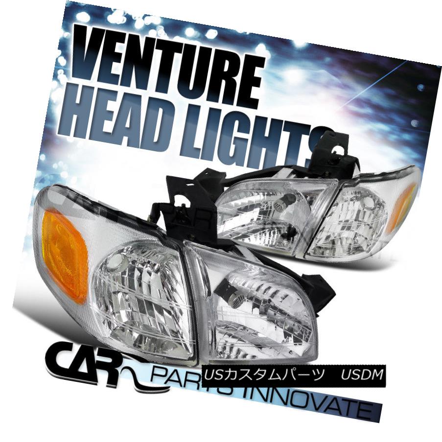 ヘッドライト 97-05 Venture Silhouette 99-05 Montana Chrome Head Lights Corner Parking Lamps 97-05ベンチャーシルエット99-05モンタナクロームヘッドライトコーナーパーキングランプ