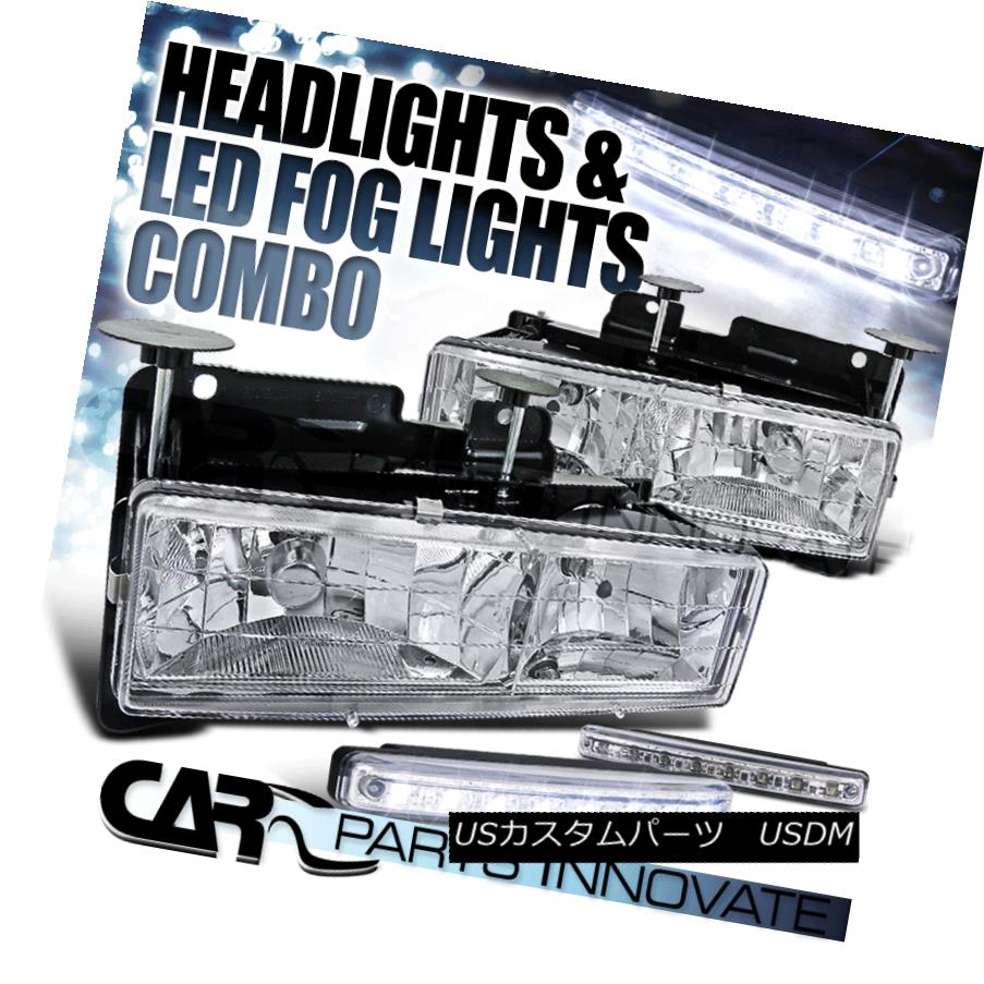 ヘッドライト 88-98 C10 C/K Silverado Sierra 94-99 Suburban Chrome Headlights+8-LED Fog Lamps 88-98 C10 C / Kシルバラードシエラ94-99郊外クロームヘッドライト+ 8-L EDフォグランプ