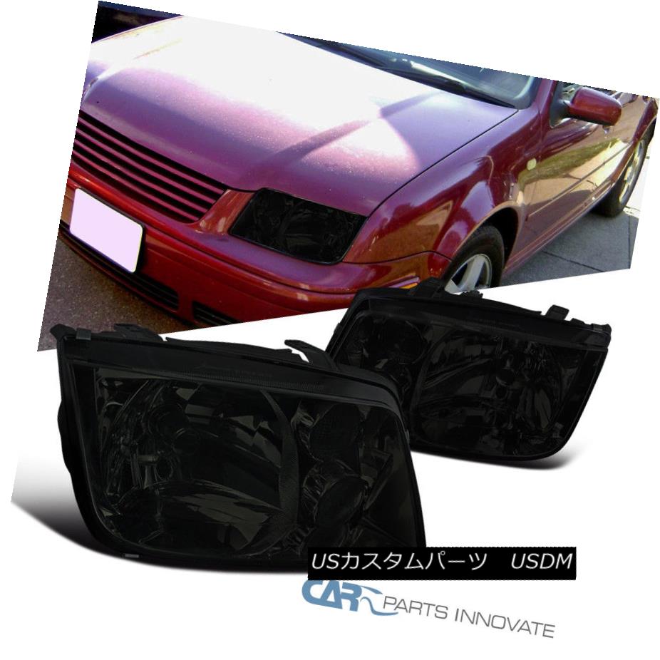 ヘッドライト For 99-05 VW Jetta Bora Mk4 Smoke Lens Headlights Tinted Head Lamps Left+Right 99-05 VW Jetta Bora Mk4用スモークレンズヘッドライトティンテッドヘッドランプ左+右